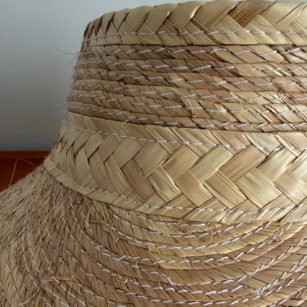 Straw Sun Visor Hat (handmade) - Picture 3 of 7